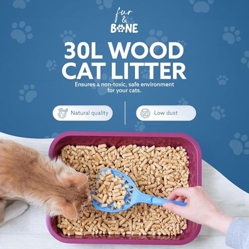 Detalle de Fur & Bone 2 x 30L Cat Litter – Ultra Absorbent Biodegradable Wooden Pellets with Natural Scandinavian Timber Aroma