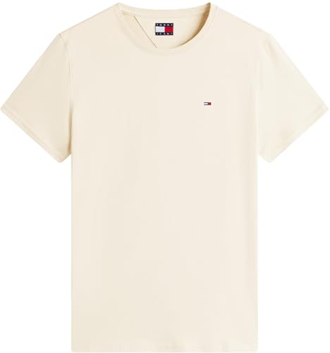 Detalle de Tommy Jeans T‑Shirt da Uomo Tjm XSLIM Jersey Tee Ext DM0DM04411 S/S – Beige XS
