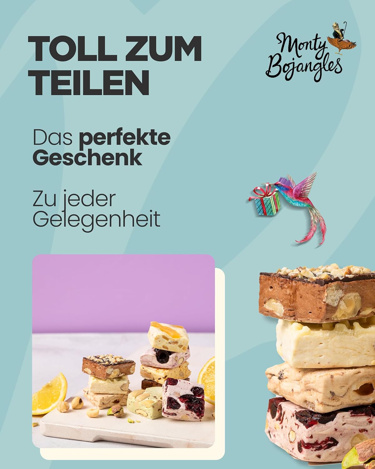 Detalle de Monty Bojangles Magnificent Nougat Schokolade Geschenkset (9 Stück) mit 9 Sorten
