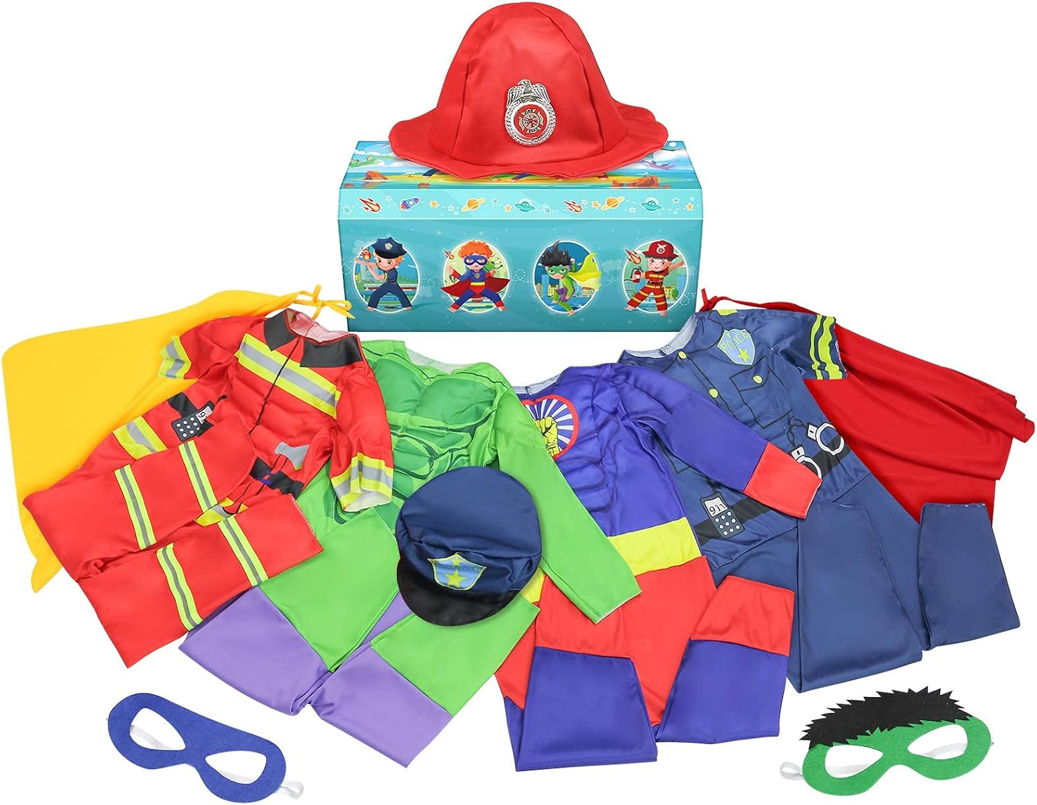 Detalle 2 de Teuevayl Boys Muscle Chest Dress Up Costumes Trunk Set – 4 to 7 Year Olds Role Play Costume Kit