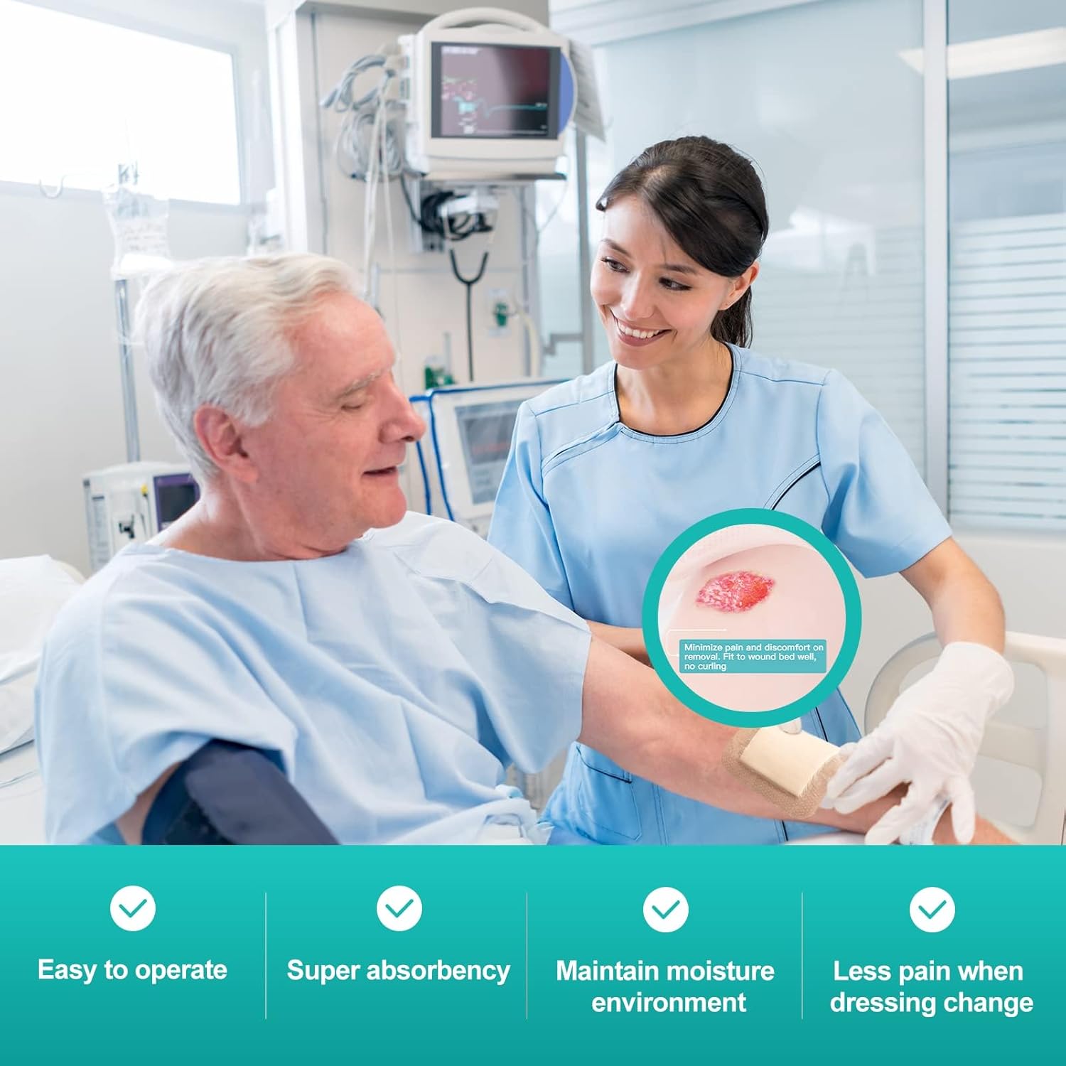 Thumbnail 5 de Dimora Silicone Foam Dressing with Border Adhesive 6"x6" Waterproof Wound Care Bandage, 20 Pack