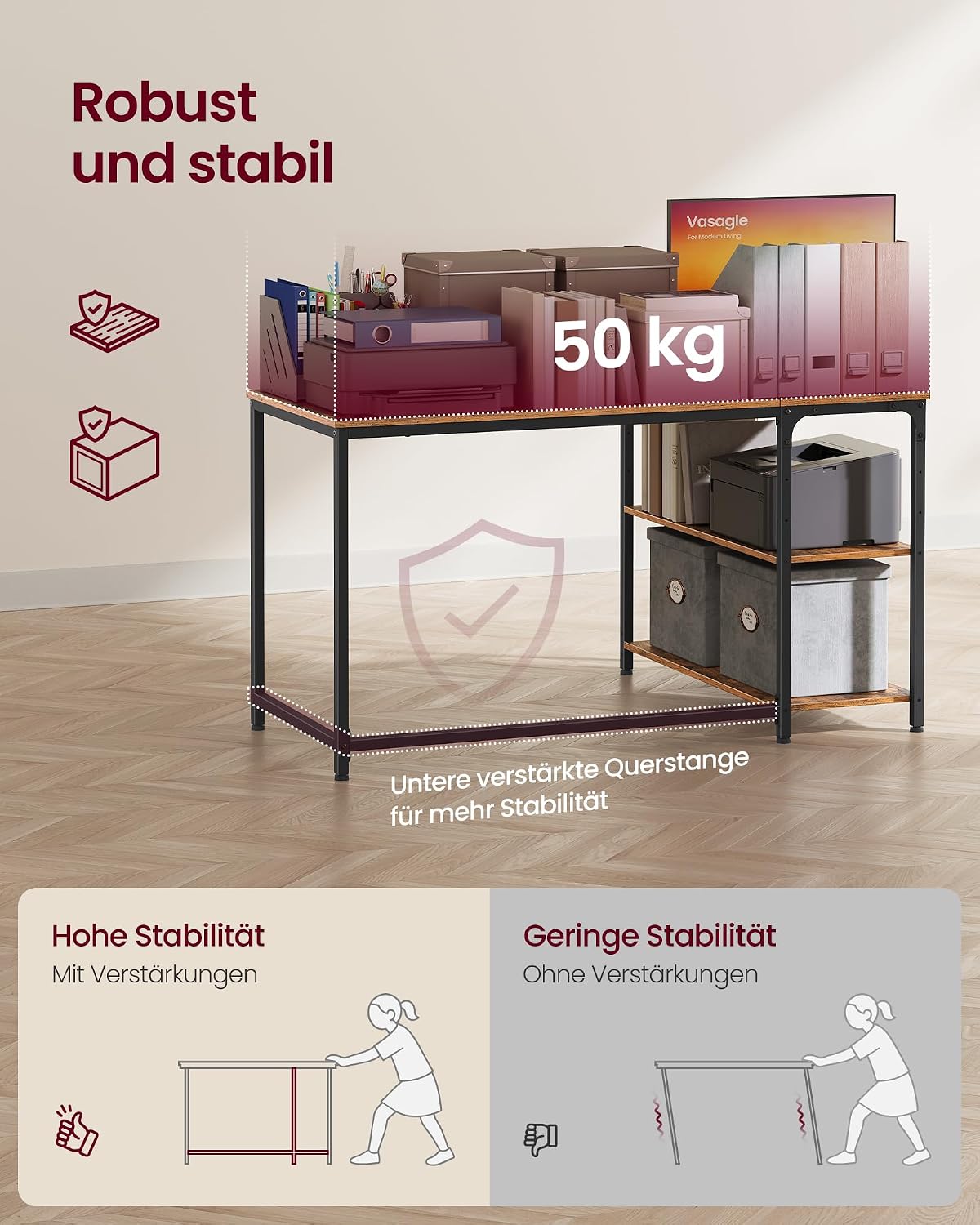 Thumbnail 5 de VASAGLE LWD136KD01 Eckschreibtisch in L-Form 120