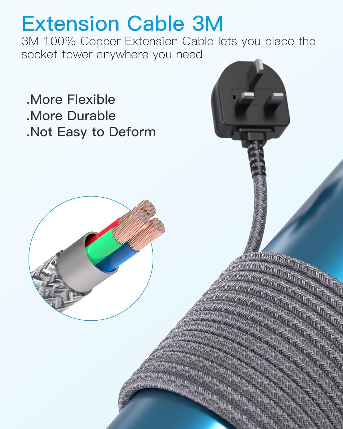 Thumbnail 5 de Tower USB-C Extension Lead 8 Way 3m Black