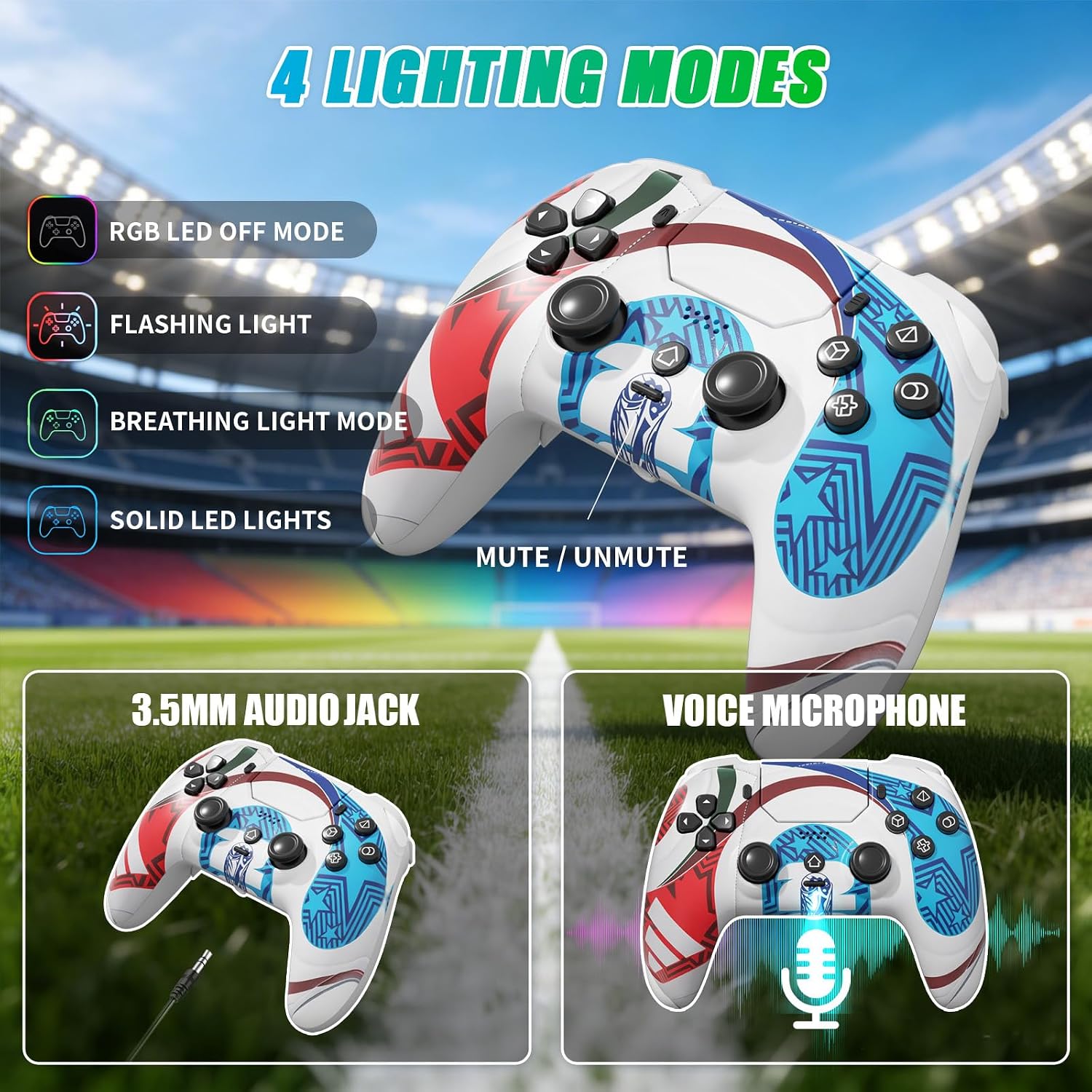 Detalle de YUYIU Wireless Controller P5 World for PS5, Hall Effect Sticks, 1500mAh Battery