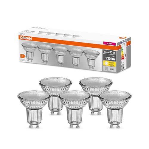 Detalle de Osram LED Base PAR16 GU10 – 5er Pack, warmweiß, 36° Abstrahlwinkel, nicht dimmbar