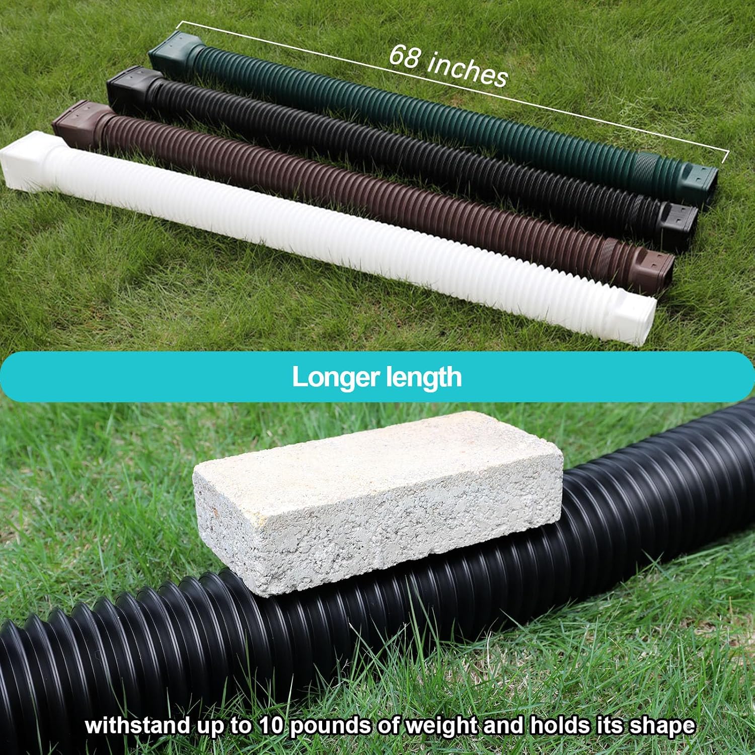 Detalle de plusgutter Black Flexible Downspout Extension, Adjustable from 21 to 68 Inches