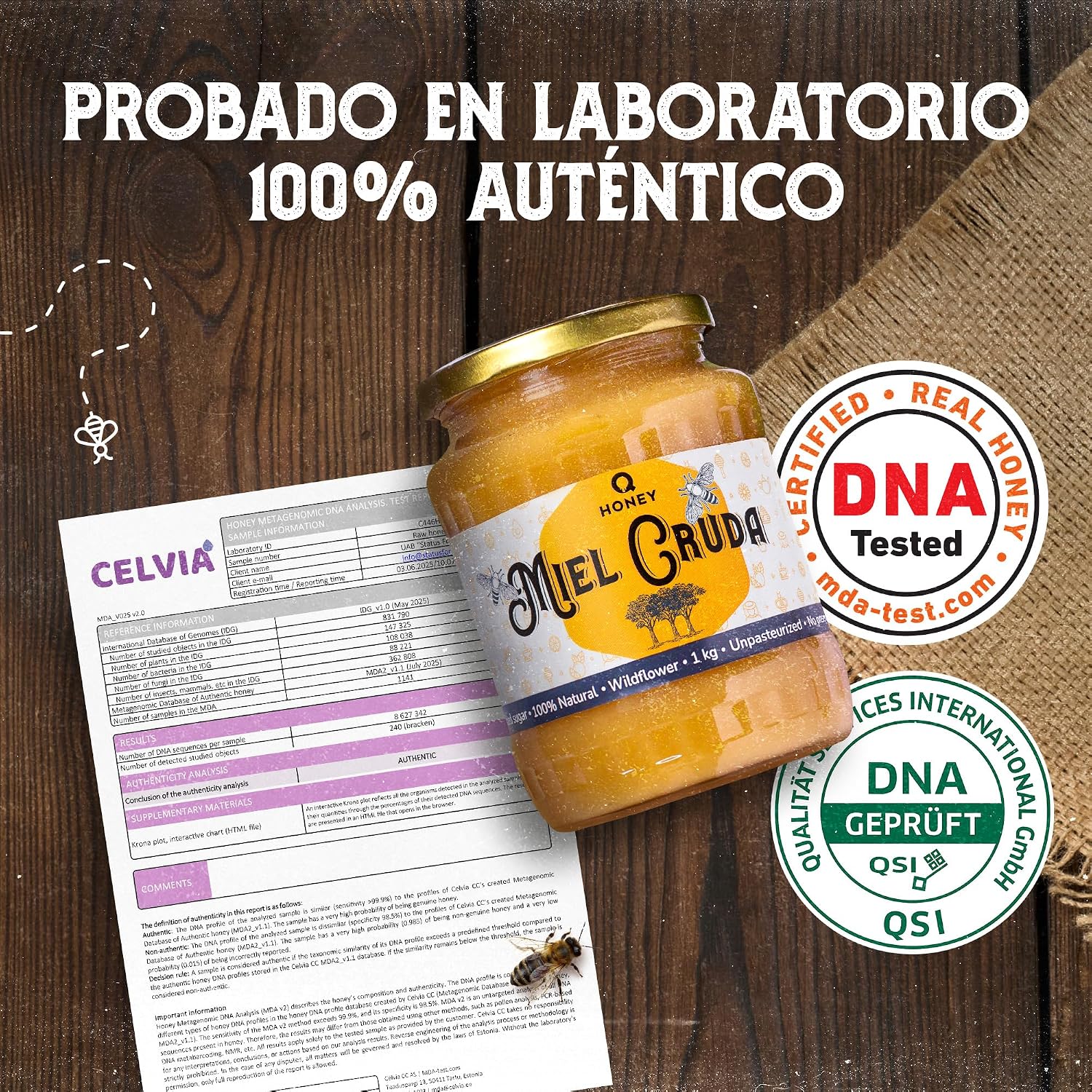 Detalle 2 de QHoney Miel Cruda 1kg Premio de Oro Paris 2025🍯