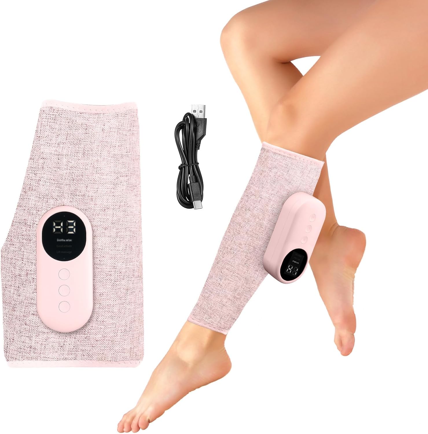 Detalle de AOGOE 5172877 benmassageapparat med värme, tre lägen och justerbar intensitet