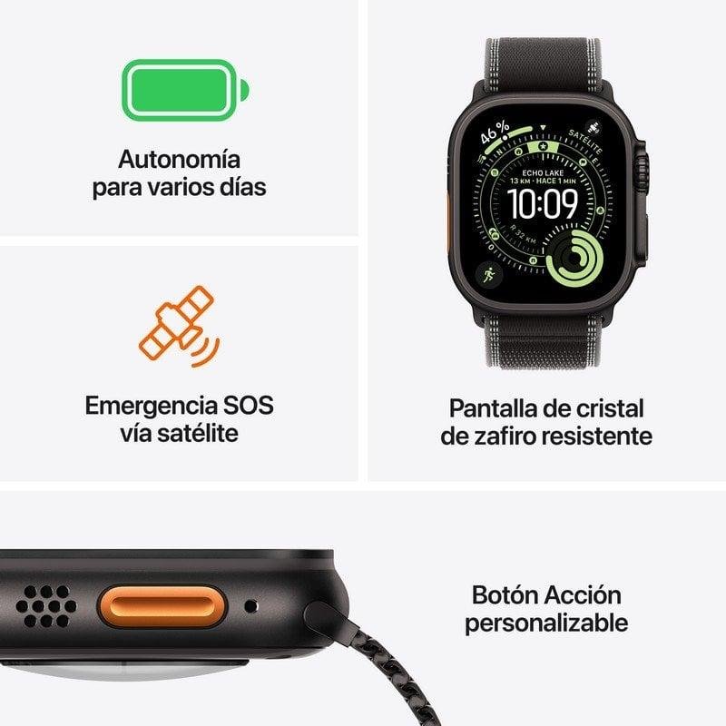Detalle de Apple Watch Ultra 3 GPS + Cellular 49mm: Titanio natural y correa Ocean Azul Náutico