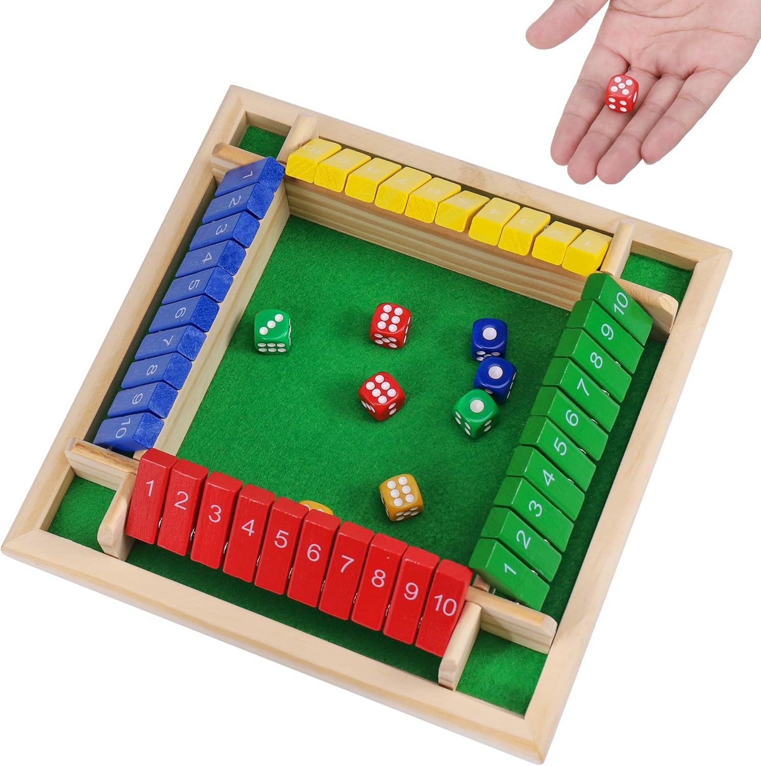 Detalle de Fentar Shut The Box: Wooden Dice Game for 2–4 Players