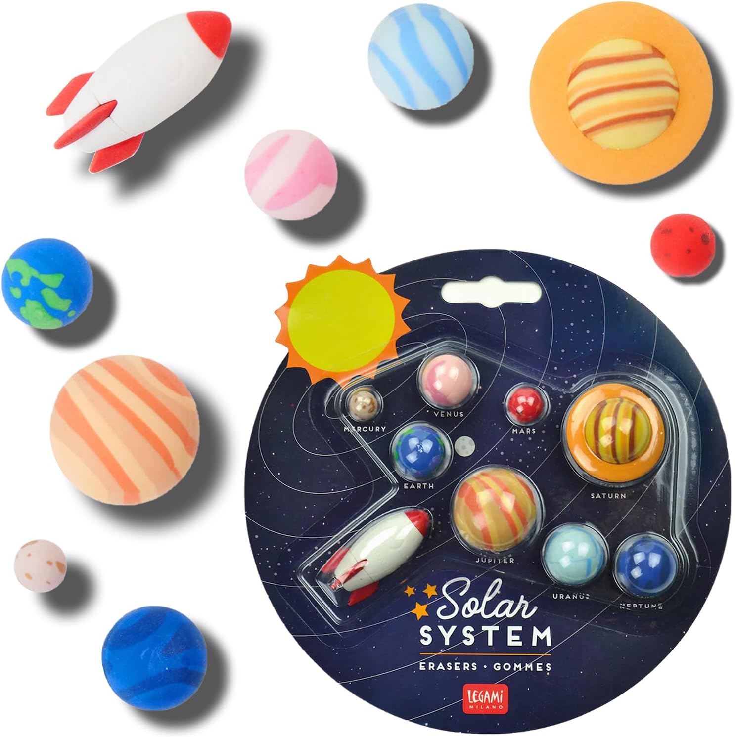 Detalle de Legami SES0001 Solar System gumset met 9 gummen in ruimtethema