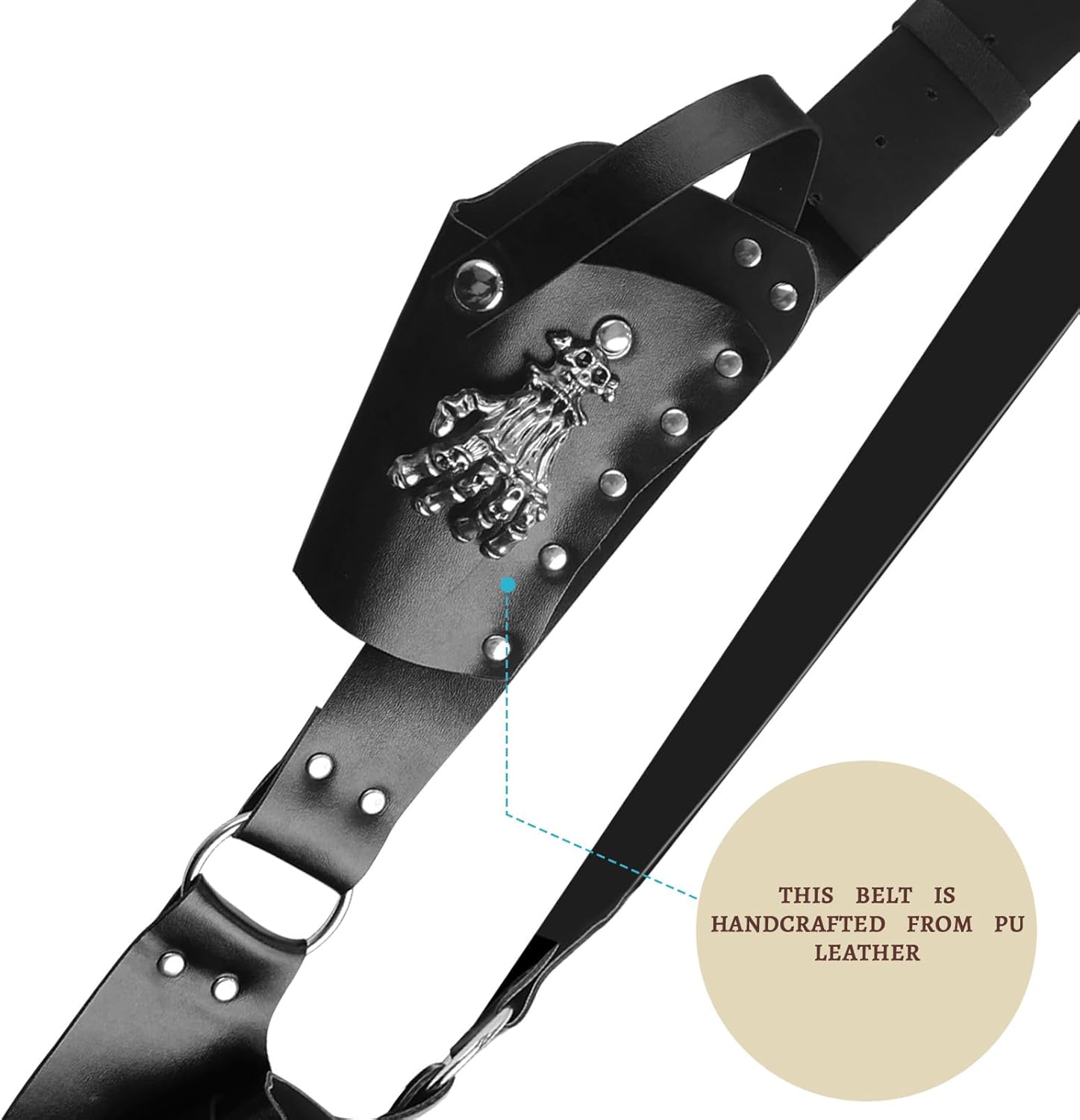 Detalle de Medieval Leather Belt Sword Frog Holster – Adjustable Shoulder Strap for Swords and Daggers