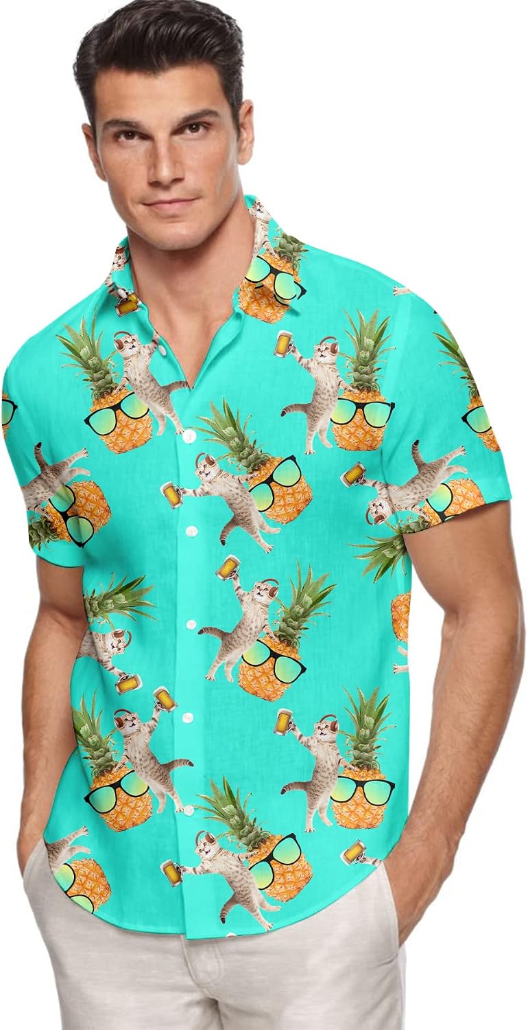 Thumbnail 1 de TUONROAD Hawaiian shirt, 3D cat print