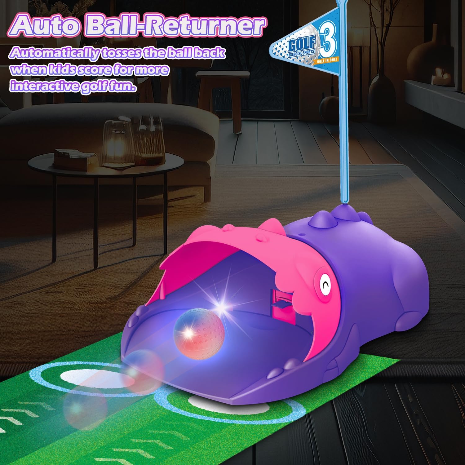 Thumbnail 1 de Clemas Upgraded Kids Toy Golf Set with Automatic Ball Returner (Pink) for Ages 3+