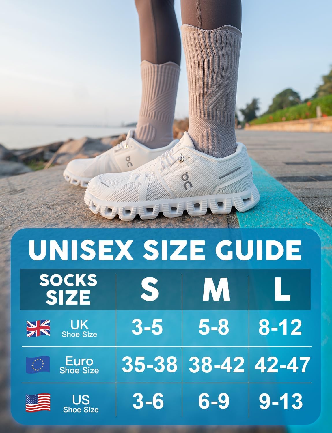 Thumbnail 1 de Juclise Women's Coolmax Bamboo Compression Running Crew Socks (3 Pairs) – Anti-Blister, Moisture-Wicking & Cushioned