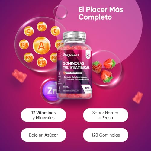 Thumbnail 1 de Gominolas Multivitamínicas WeightWorld 120 Gomitas Sabor Fresa – 2 Meses de Vitaminas y Minerales Esenciales