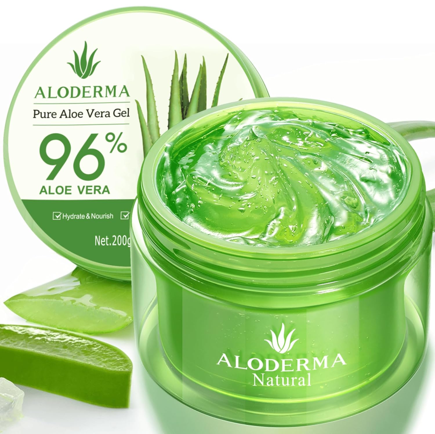 Detalle de Aloderma ALDG200 Aloe Vera Gel, 96% Organic Aloe, 7.05 oz