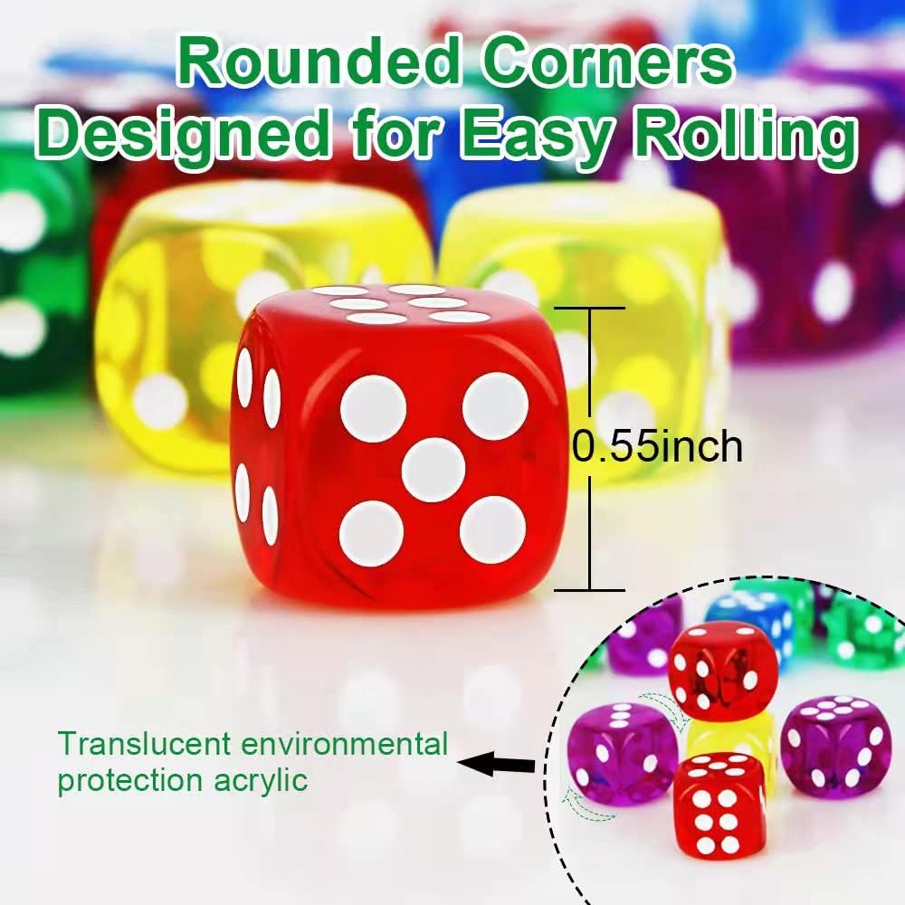 Detalle 2 de 50 Pieces Dice Set, 14mm Standard 6 Sided Colored Dice with Plastic Storage Box