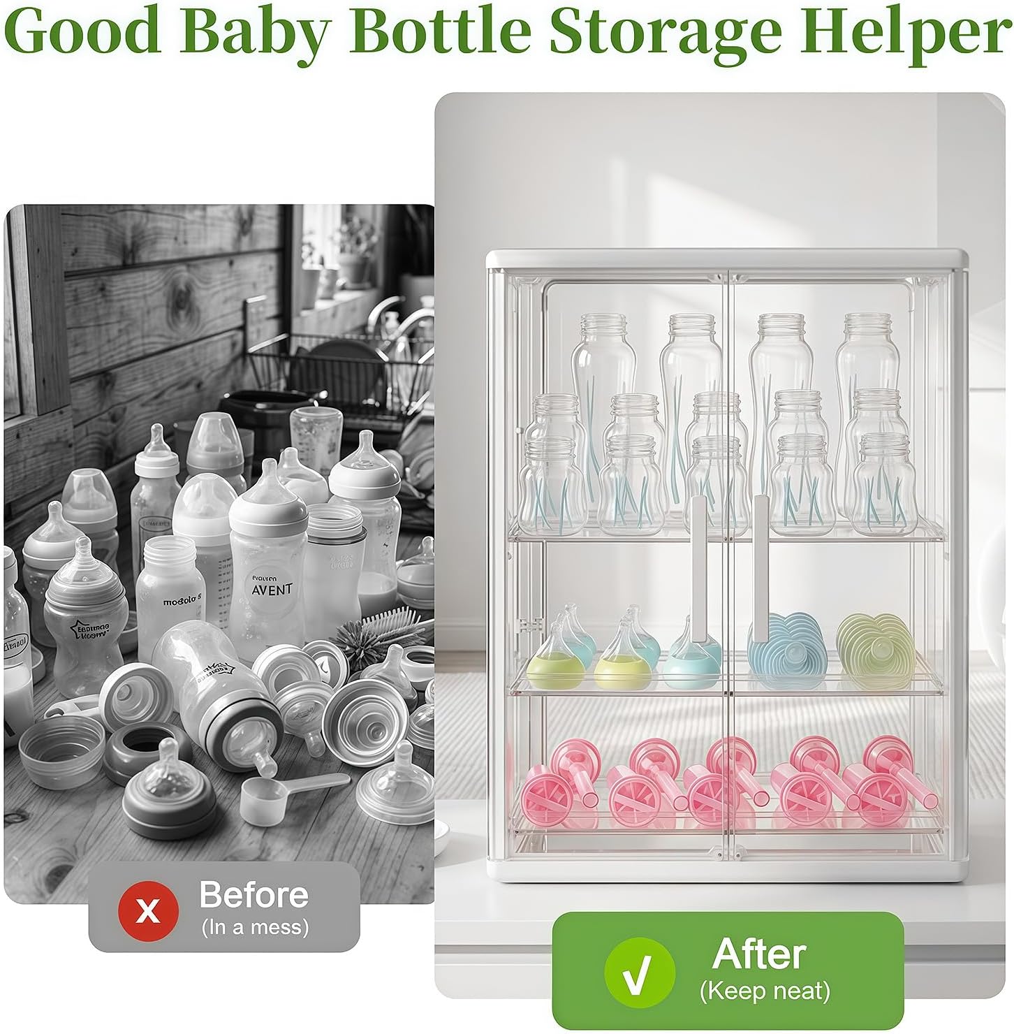 Thumbnail 6 de Gifhomfix GF-BYST-DOU Baby Bottle Organizer with 3 Tiers and Magnetic Doors
