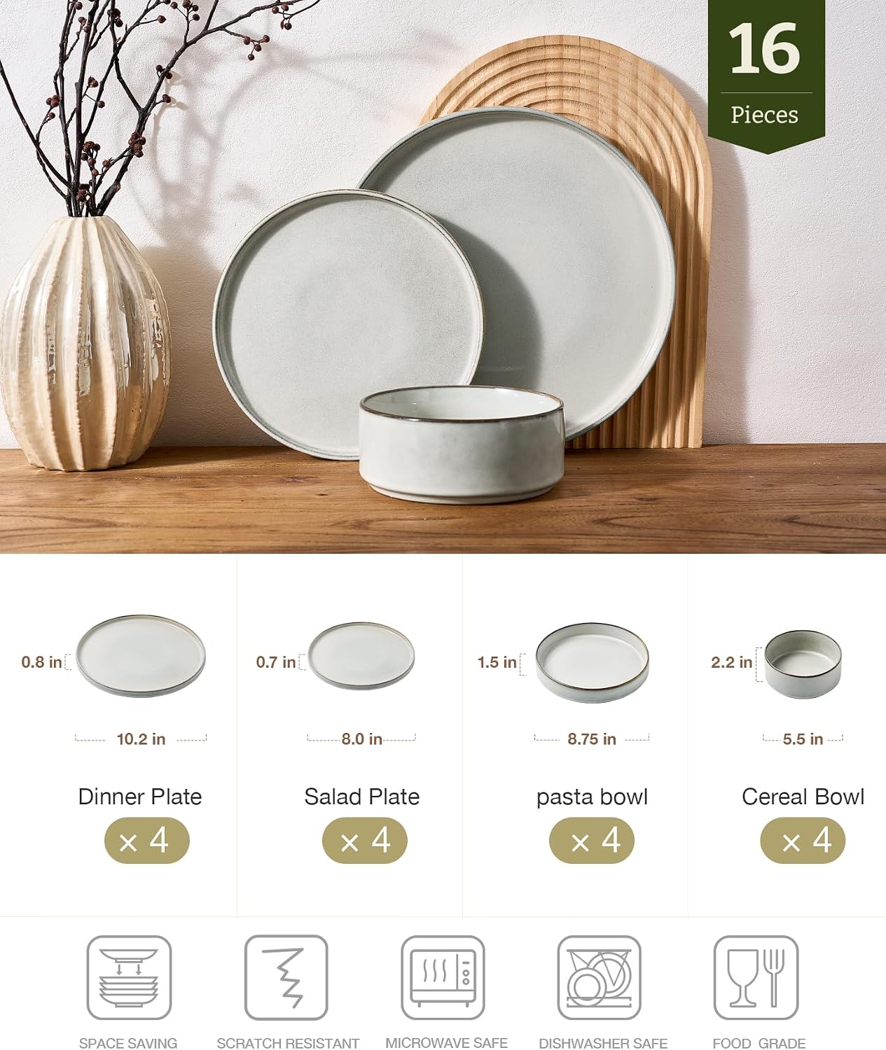 Detalle 2 de Famiware Annecy Dinnerware Set for 4