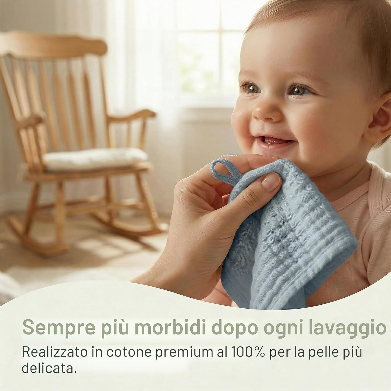 Thumbnail 3 de Koo-dib Mussole Salviette Asciugamani Igiene Neonato Cotone 30x30 (10 pezzi) – Mussole Neonato Versatili