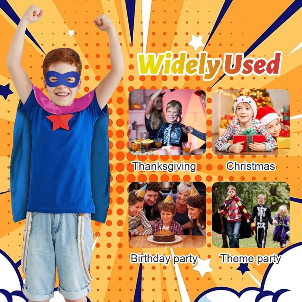 Detalle 2 de AUYAO 5040656 omkeerbare superheldencape voor kinderen met masker