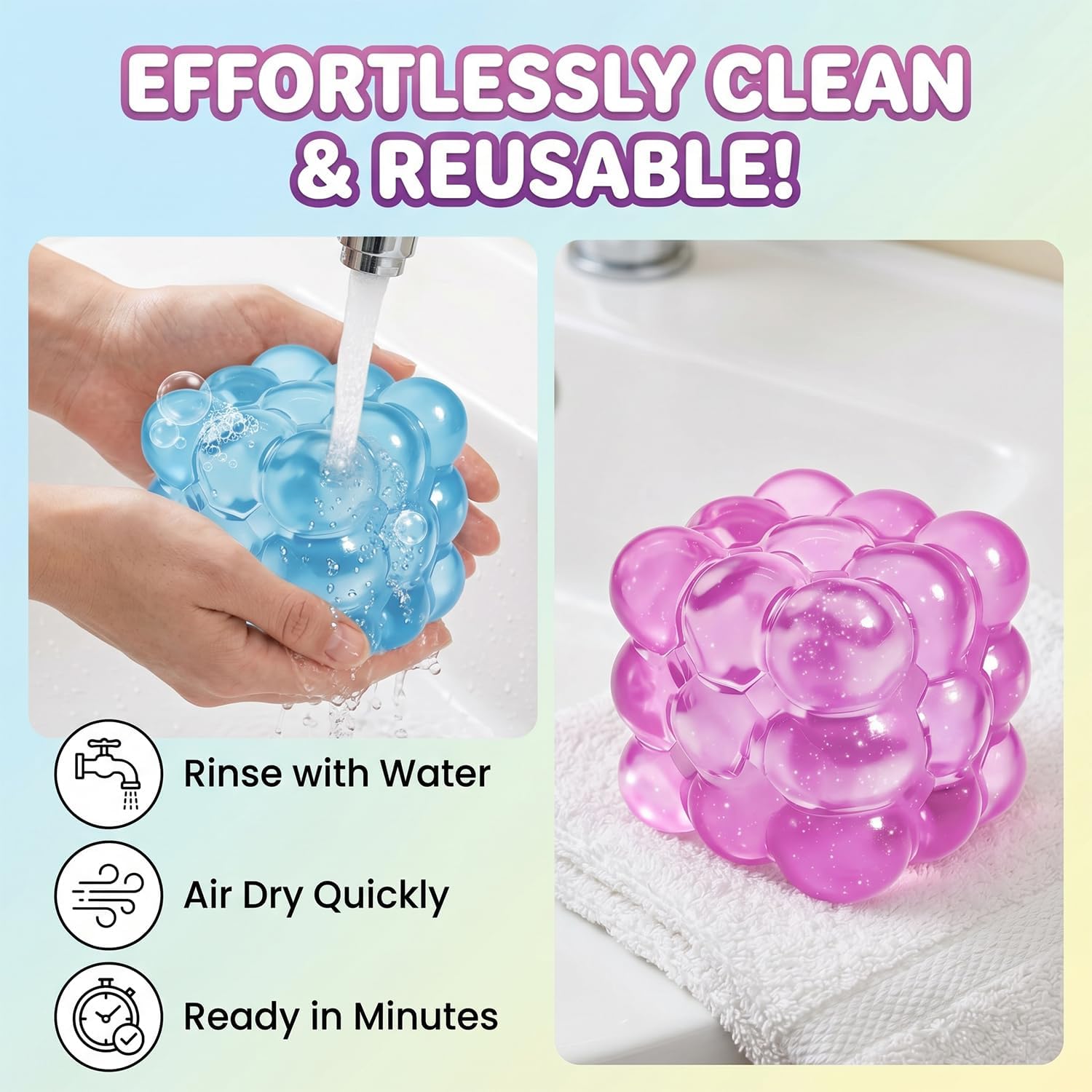 Detalle de LAHAND 4Pack Cube Bubble Squishy Fidget Toy: Slow Rising Stress Cubes for Anxiety Relief