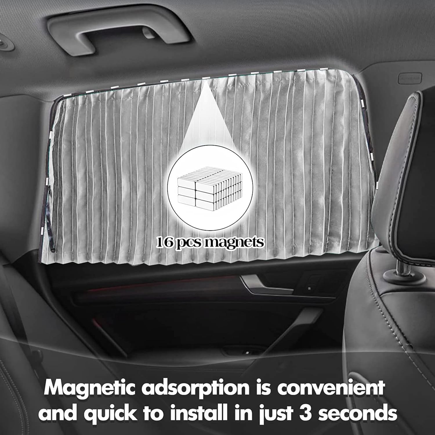 Thumbnail 1 de ZATOOTO Zatotoo Side Window Shade (2pcs) magnetic car curtains for privacy & UV blocking, silver