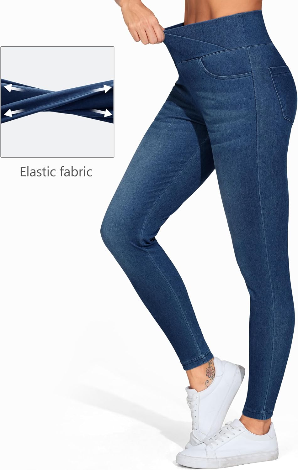 Thumbnail 3 de THE GYM PEOPLE Women's V Cross High-Waist Jeggings, 4 Pockets