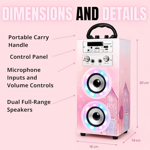 Detalle 2 de Dynasonic Karaoke Altavoz Bluetooth Portátil con 2 micrófonos: diversión móvil para fiestas y comuniones