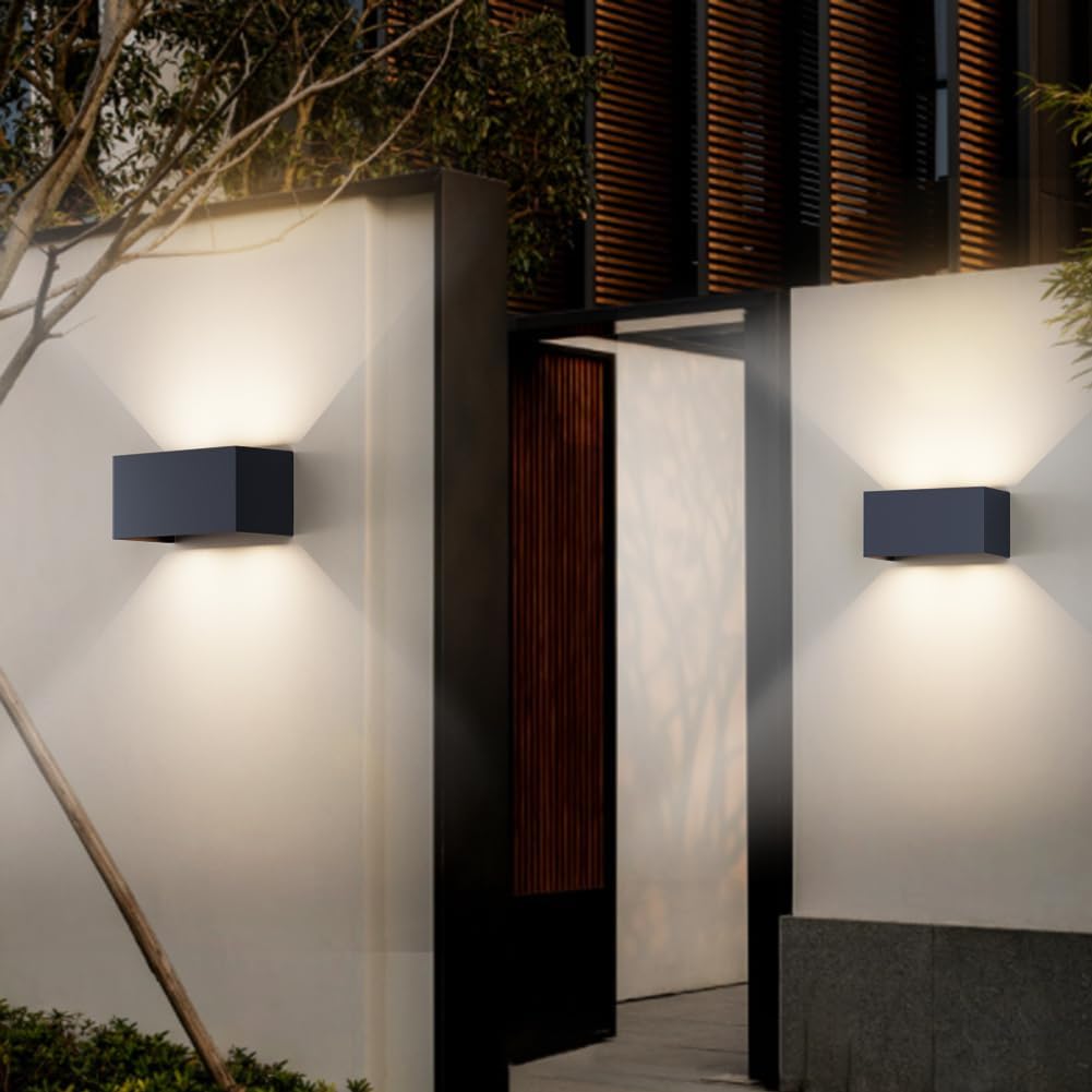 Detalle de Klighten 24W LED Wandleuchte für Innen & Außen (IP65) – 4000K, Anthrazit, einstellbarer Abstrahlwinkel