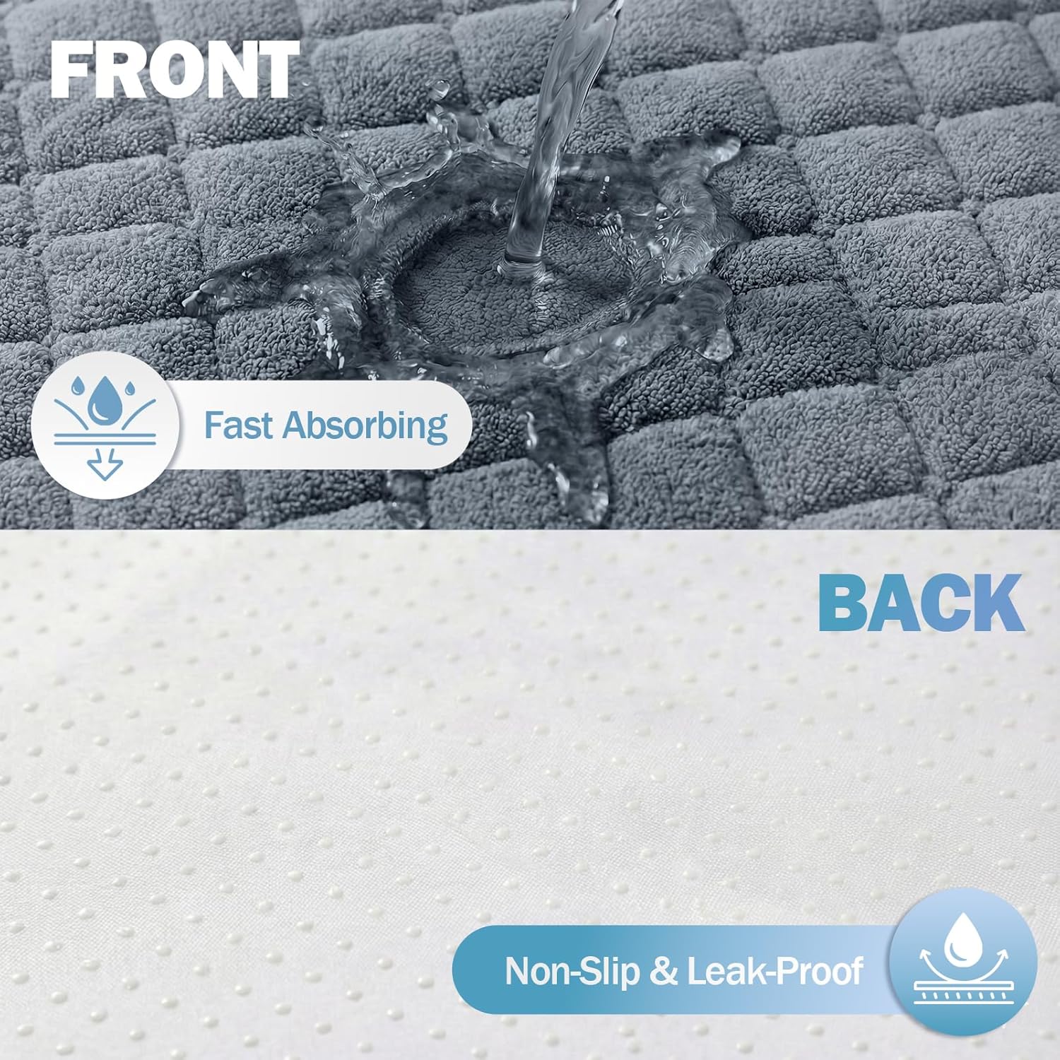 Thumbnail 2 de 2PCS Potty Training Car Seat Protector with waterproof non-slip liner (Black & Gray) – reusable machine-wash pads
