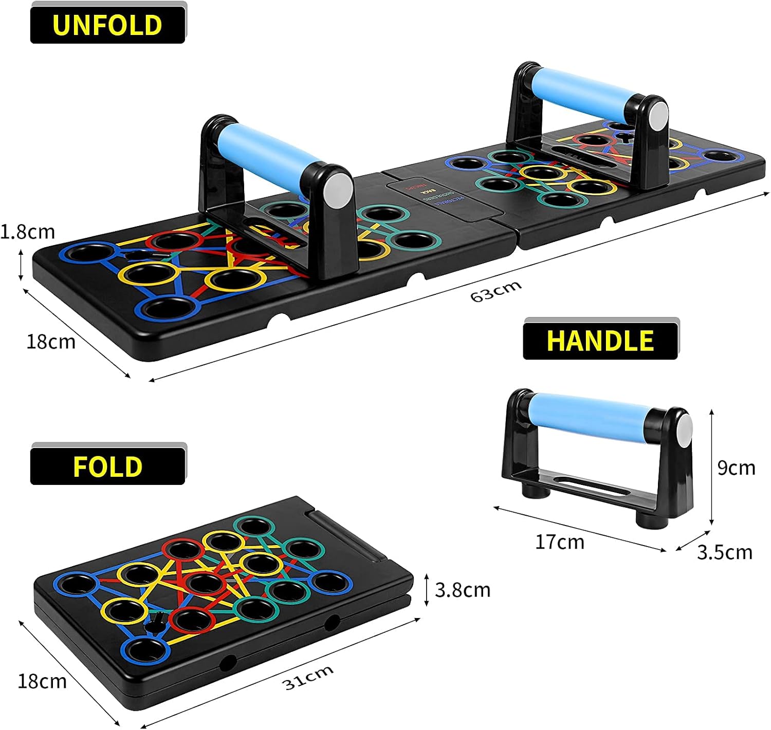 Detalle de Push Up Board Pliable Ensemble de planches push-up 24 en 1 — portable et robuste pour la maison