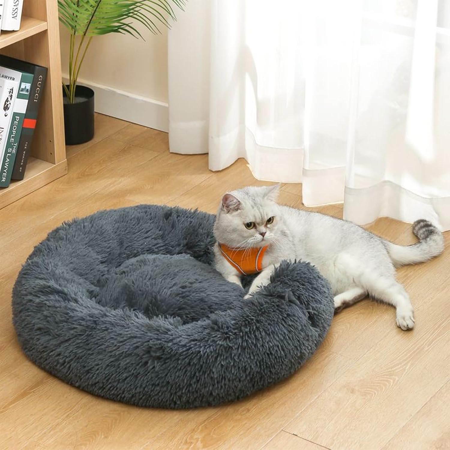 Detalle 2 de Nisrada Katzenbetten Round 60 cm – rutschfeste, waschbare Schlafkugel für Innenkatzen, Katzen- oder Welpenbett