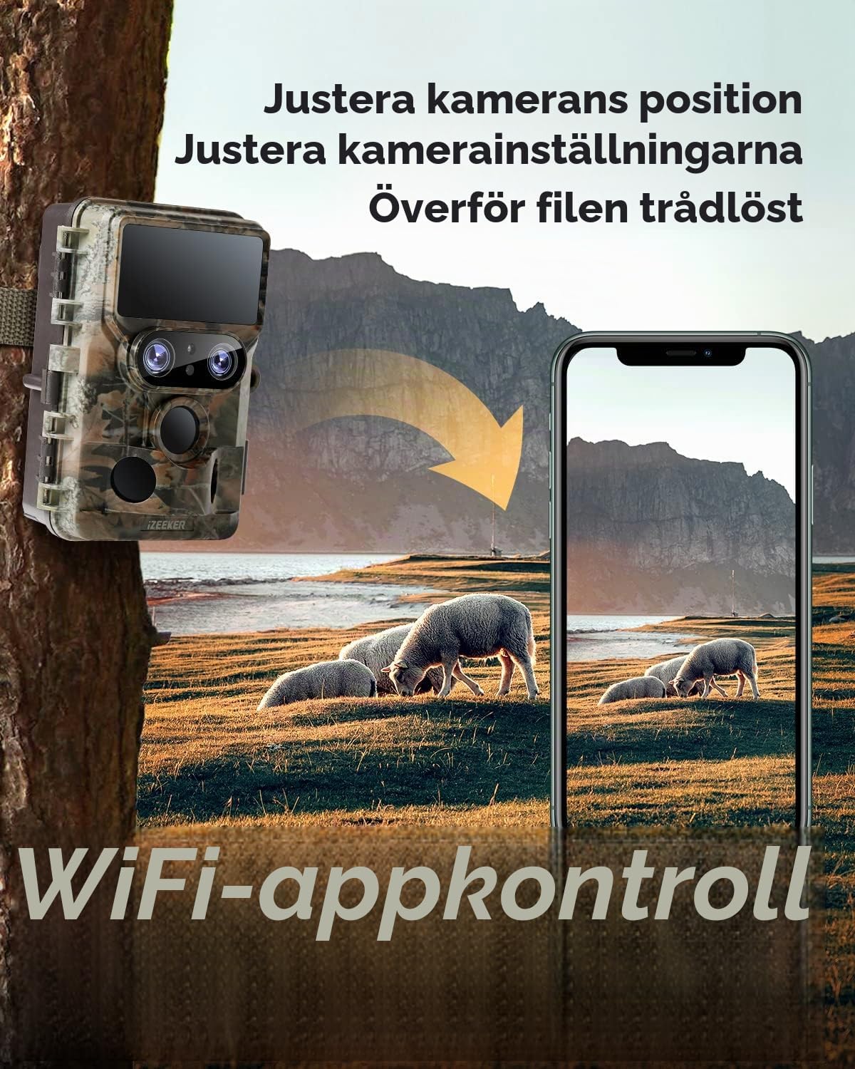 Detalle 1 de iZEEKER iG600 viltkamera med dubbla objektiv, 4K och WiFi