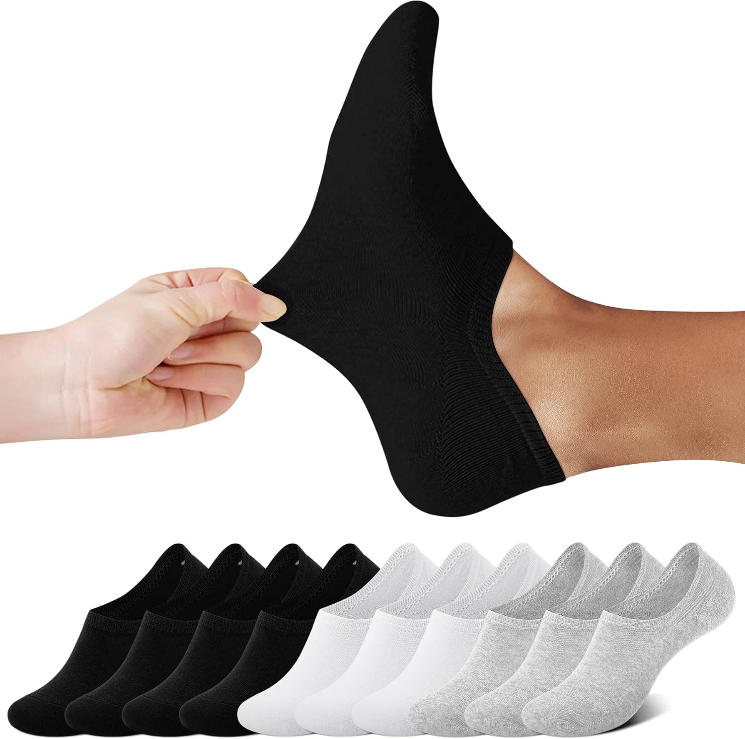 Detalle de FALARY Sneaker Socken Damen & Herren – 10 Paar unsichtbare Füßlinge Gr. 35–50