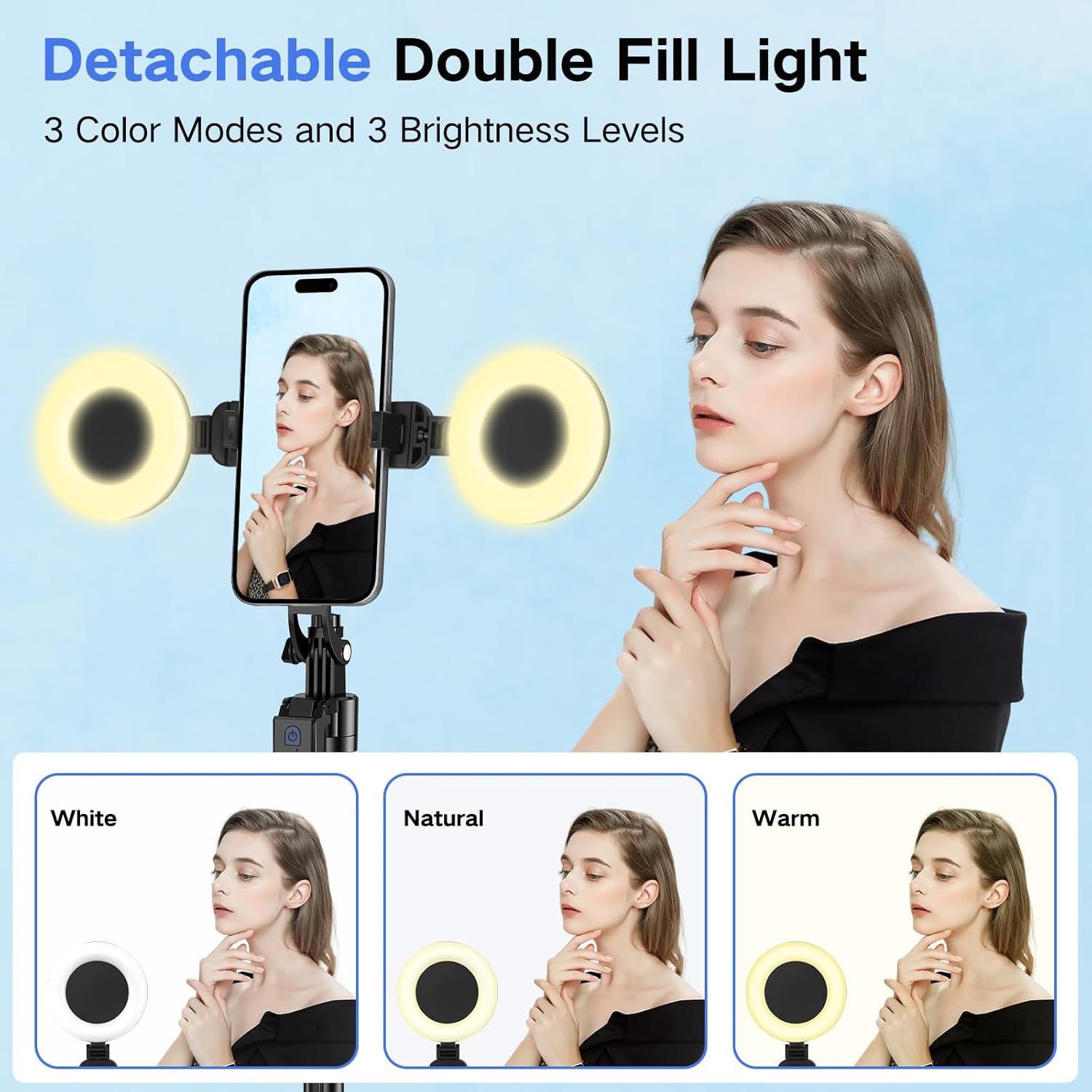 Detalle 2 de YUANRAN Trípode Facial 360° Seguimiento 180 cm