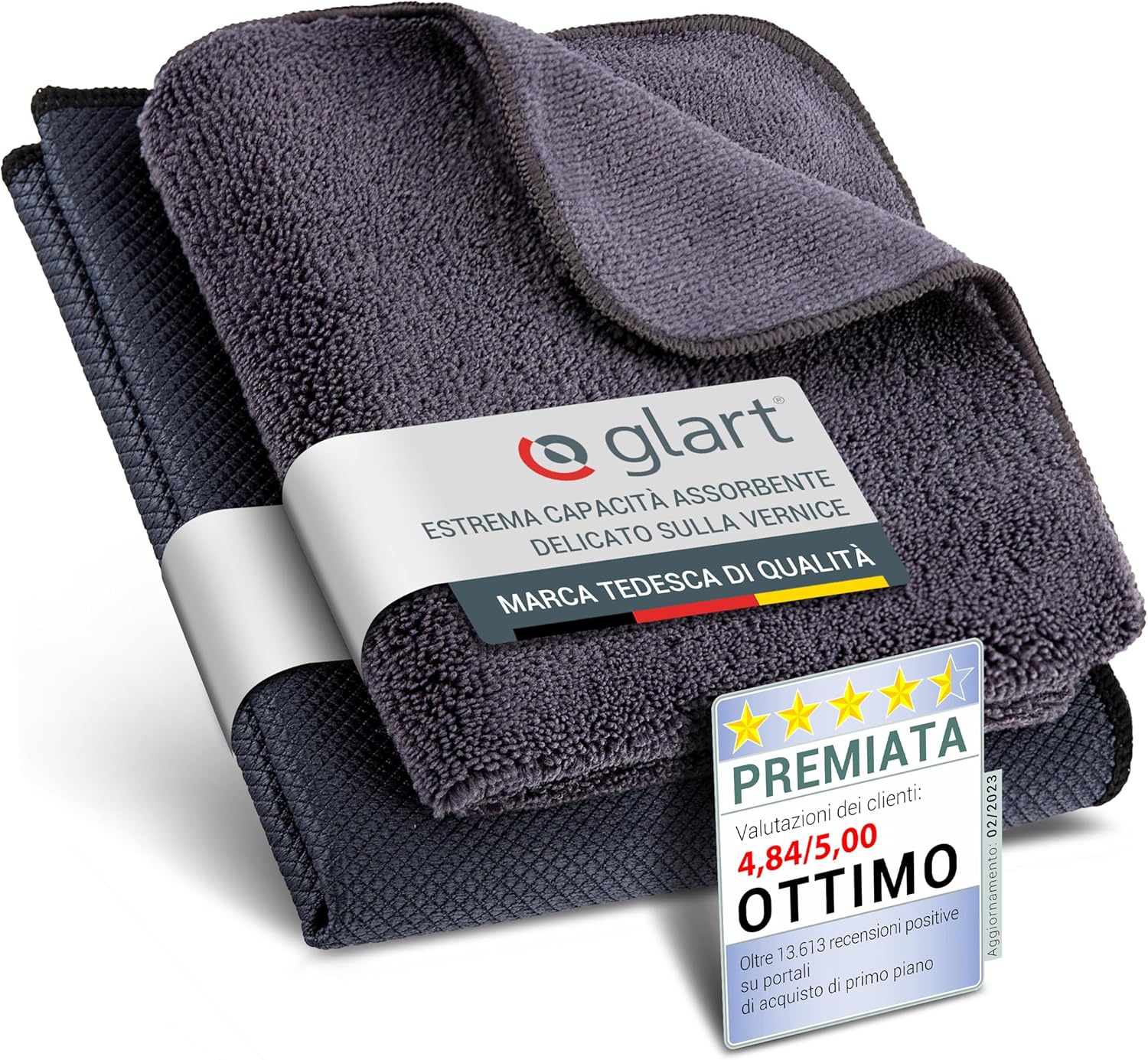 Thumbnail 4 de Glart 4448: Set di 4 panni in microfibra ultra-morbidi 40x40 cm per auto e casa (2 blu, 2 verdi)