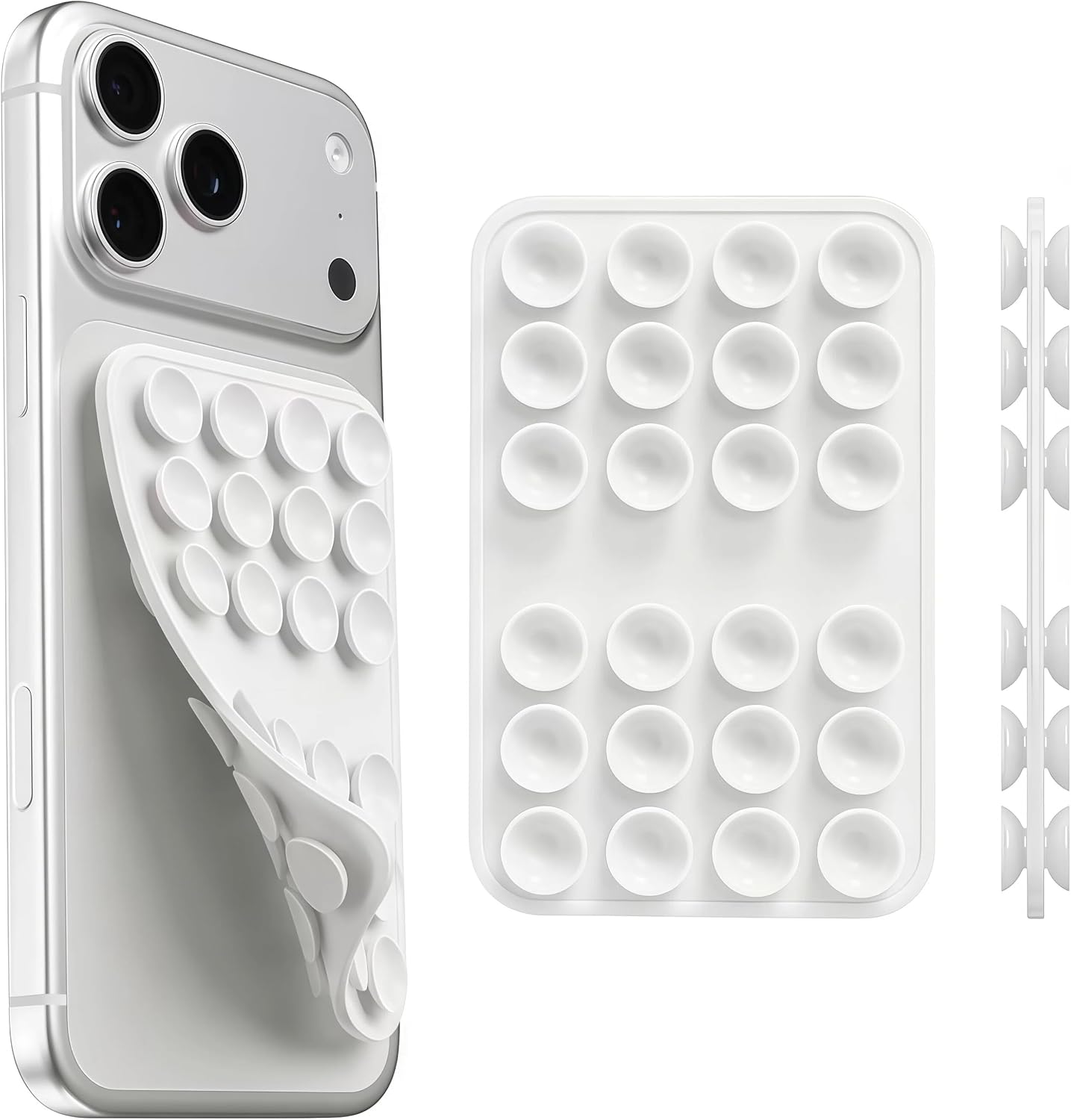 Detalle de Mnyatr Double-sided Suction Cups-6 Silicone Phone Mount, White