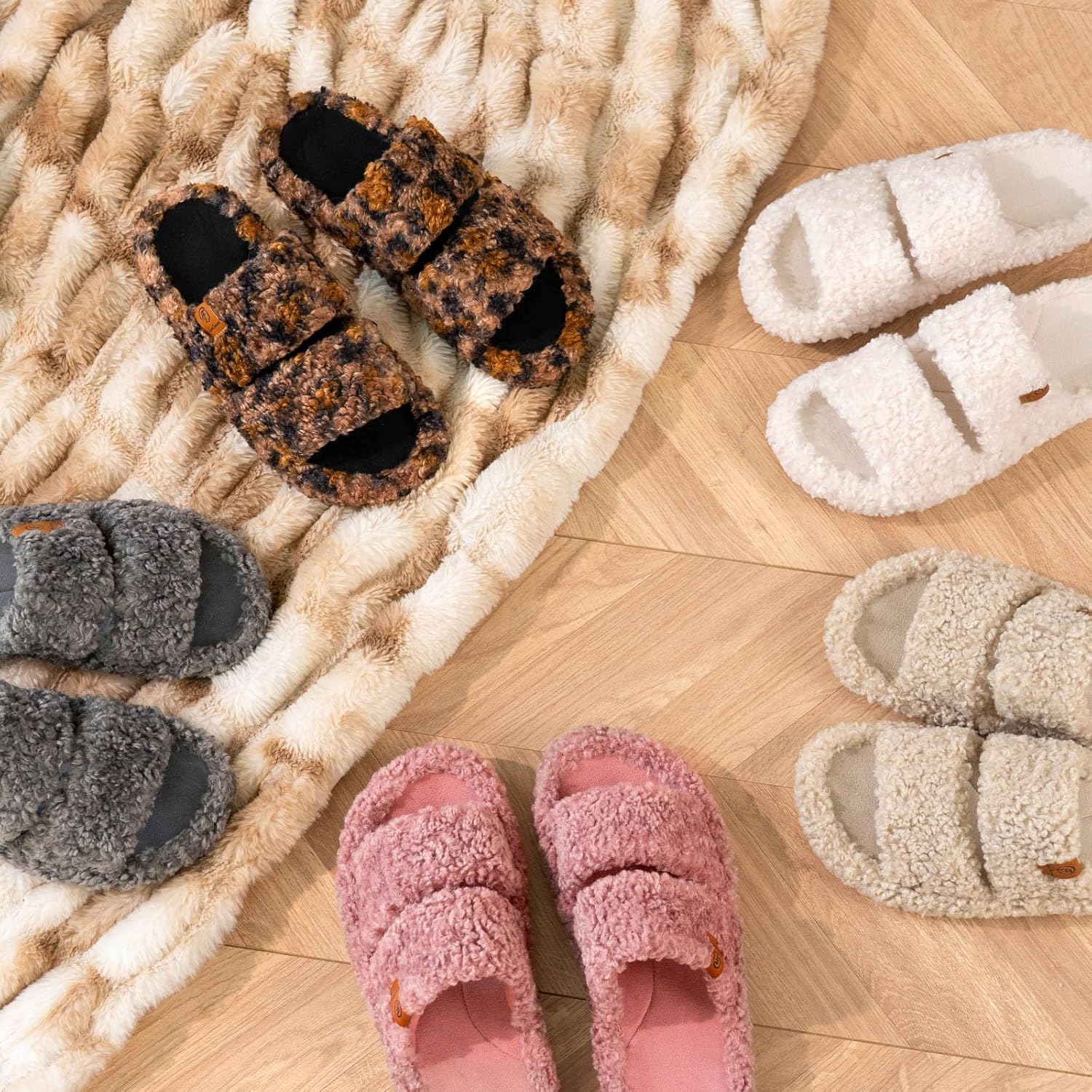 Detalle de EverFoams Women's Open-Toe Slippers with Memory Foam – Cozy Indoor-Outdoor Comfort