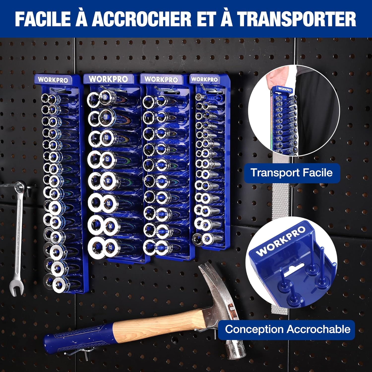 Thumbnail 4 de WORKPRO Kit d'organisateur de douilles 4 pièces ⚙