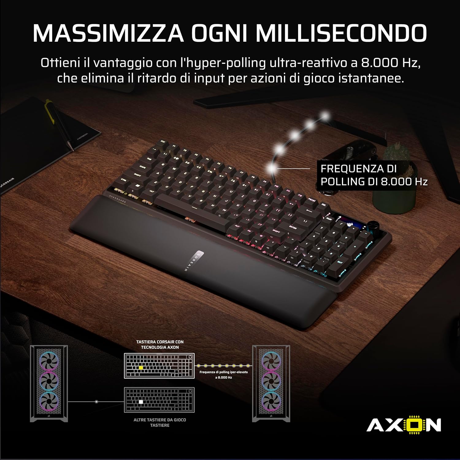Thumbnail 2 de Corsair VANGUARD 96 Tastiera meccanica gaming cablata layout al 96% QWERTY IT (MLX Plasma, 8.000 Hz) con LCD e Virtual Stream Deck – Nero