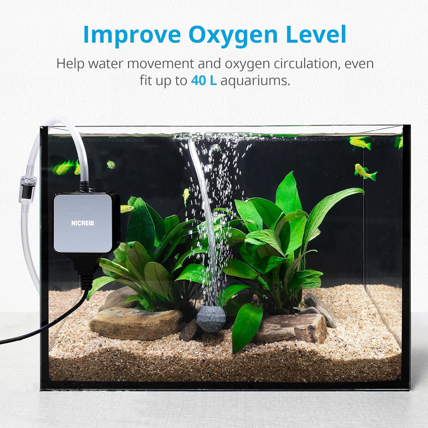 Detalle 2 de NICREW Air Pump 18 L/H ultra-quiet aquarium pump