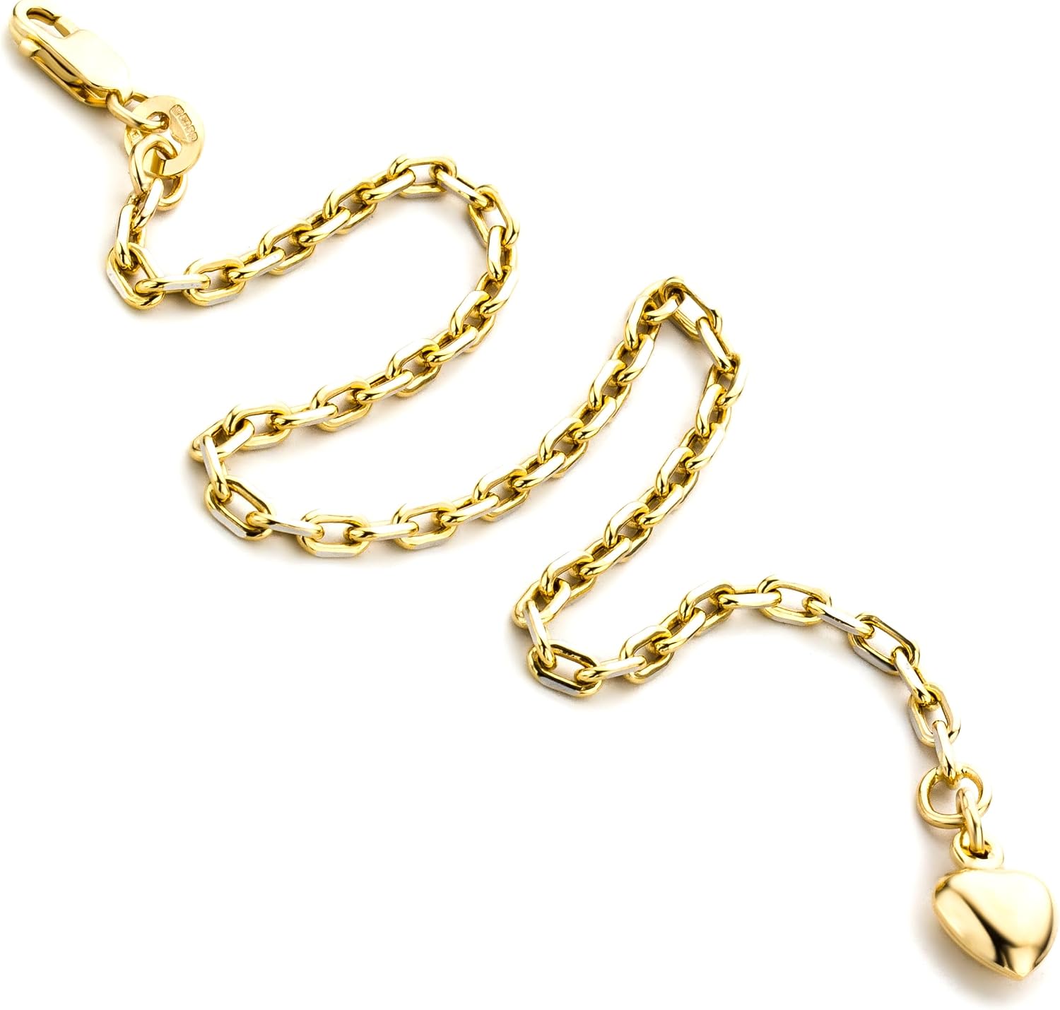 Detalle de Orovi Bracelet femme en or jaune 14 carats (585) – chaîne avec cœur, 19 cm