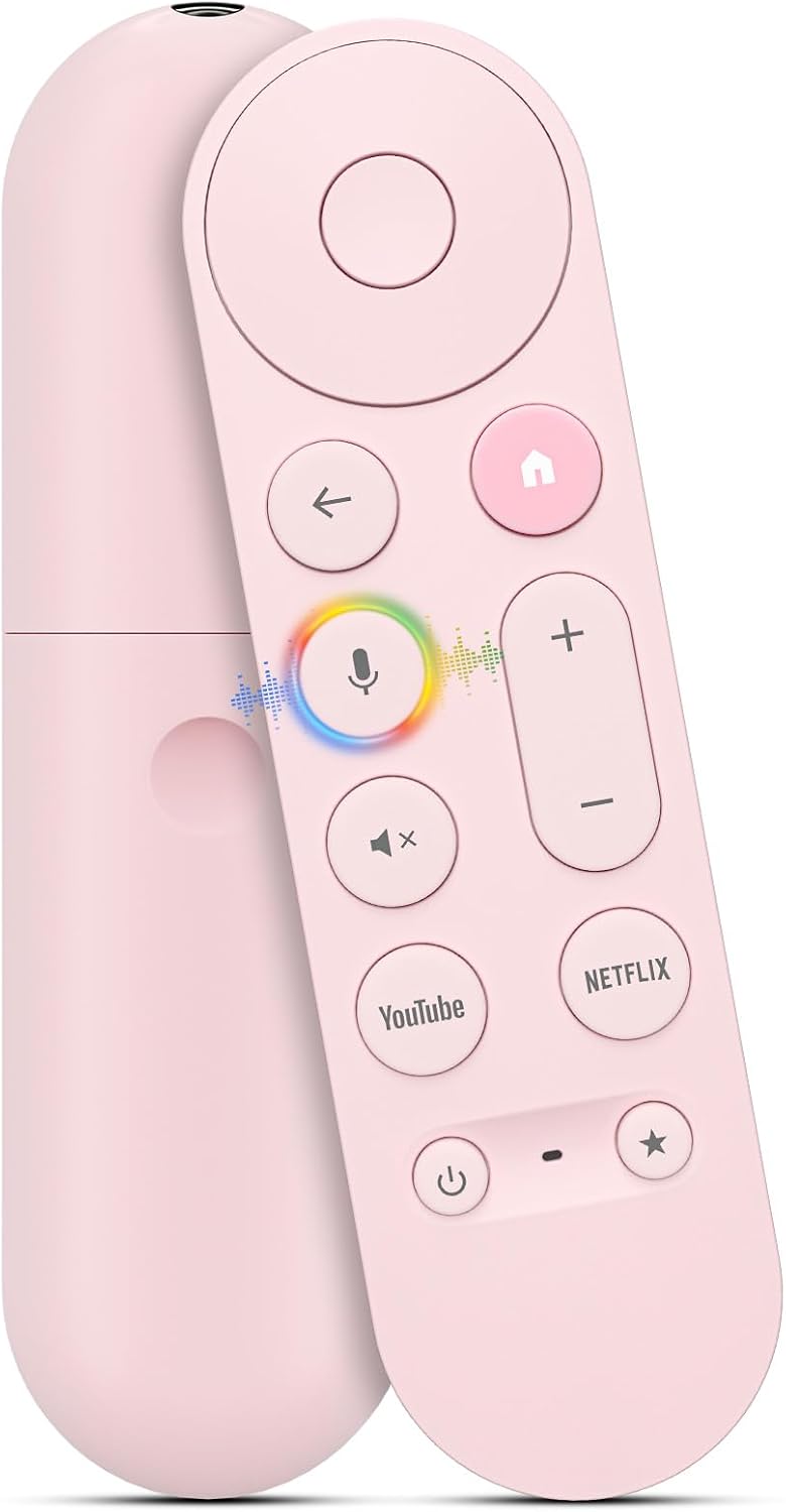 Detalle de Voice Replacement Remote for Google Chromecast TV (Pastel Pink) — 1-Year Warranty