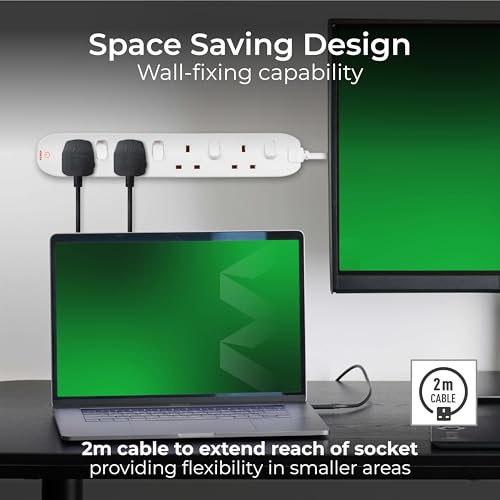 Detalle de Masterplug Four Socket Extension Lead, 2m Cable, 4-Gang with Individual Switches (SWC4210N)