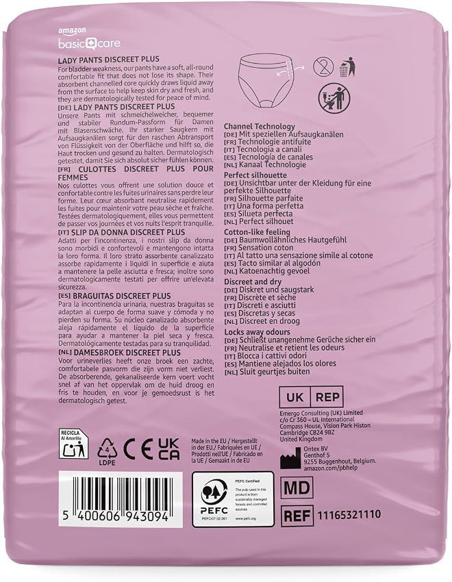 Thumbnail 1 de Amazon Basic Care Pantaletas Mujer Discreet L Plus 🌟 40 Lisos