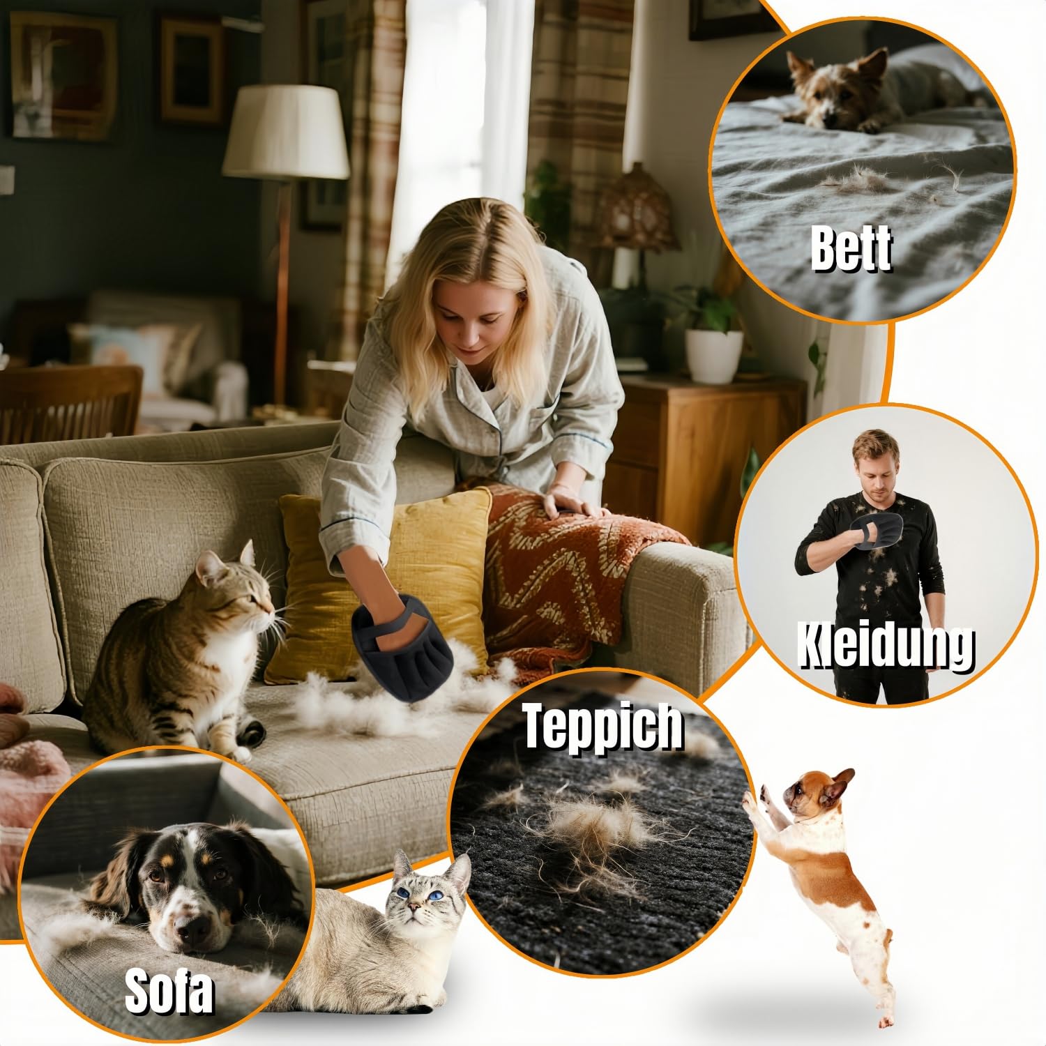 Detalle de Upgrade Tierhaar Handschuh Fell Magnet – doppelseitiger Tierhaarentferner für Katzen & Hunde (2 Stück, schwarz)