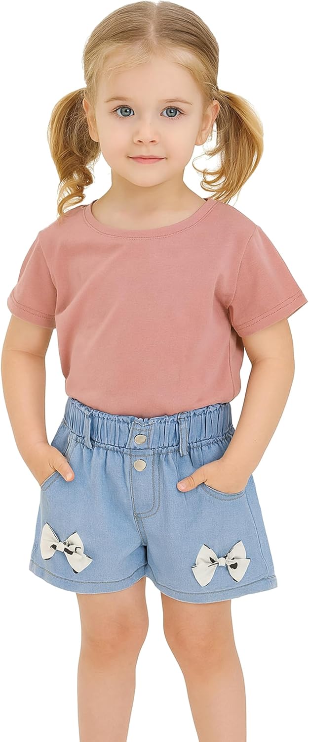 Detalle 2 de ES-UK Girls Denim Shorts: Soft Cotton Elastic Waist Denim for Ages 5–10