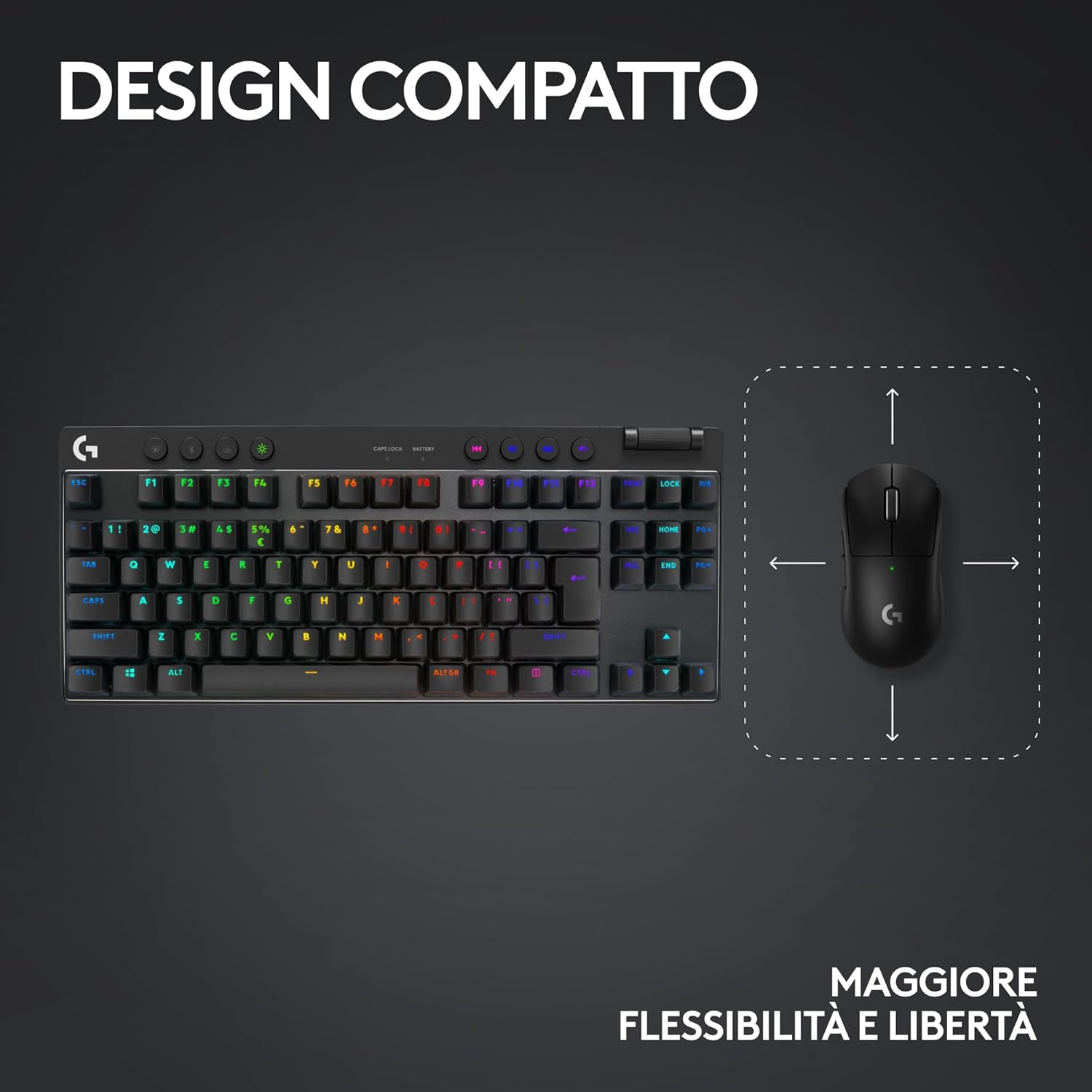 Thumbnail 6 de Logitech G PRO X TKL LIGHTSPEED: tastiera gaming wireless ultraportatile con tasti PBT e GX Brown